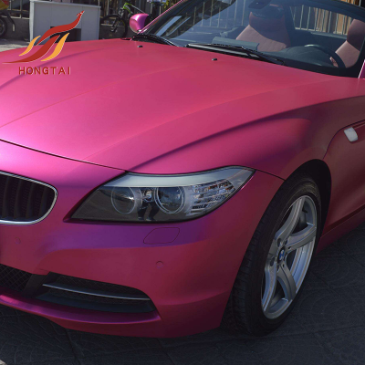 1.52*18M/roll rose red color brushed car wrap vinyl with bubble free for car color change